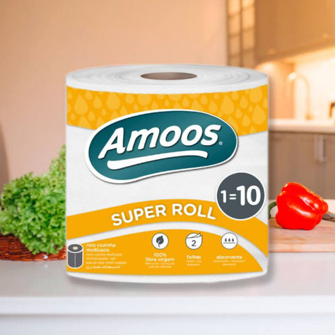 Amoos Set Toalla Mayordomo Super Roll Doble Hoja 281 Hojas, 6 Unidades