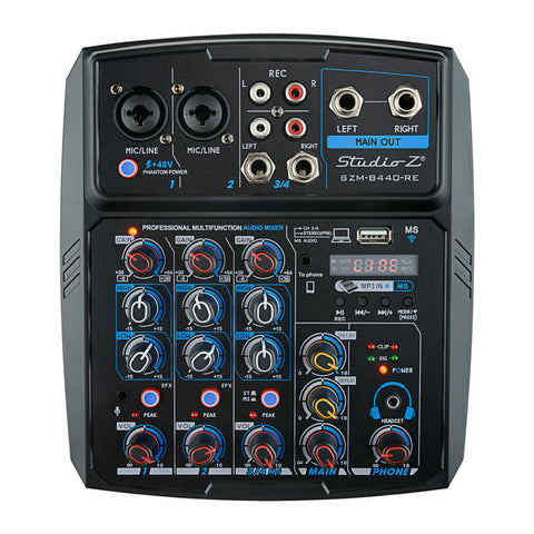 Studio Z Consola Mini Mezcladora de DJ 4 Canales, SZM-440-RE