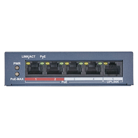 Hikvision Conmutador POE Fast Ethernet 4 Puertos, DS-3E0105P-EMB