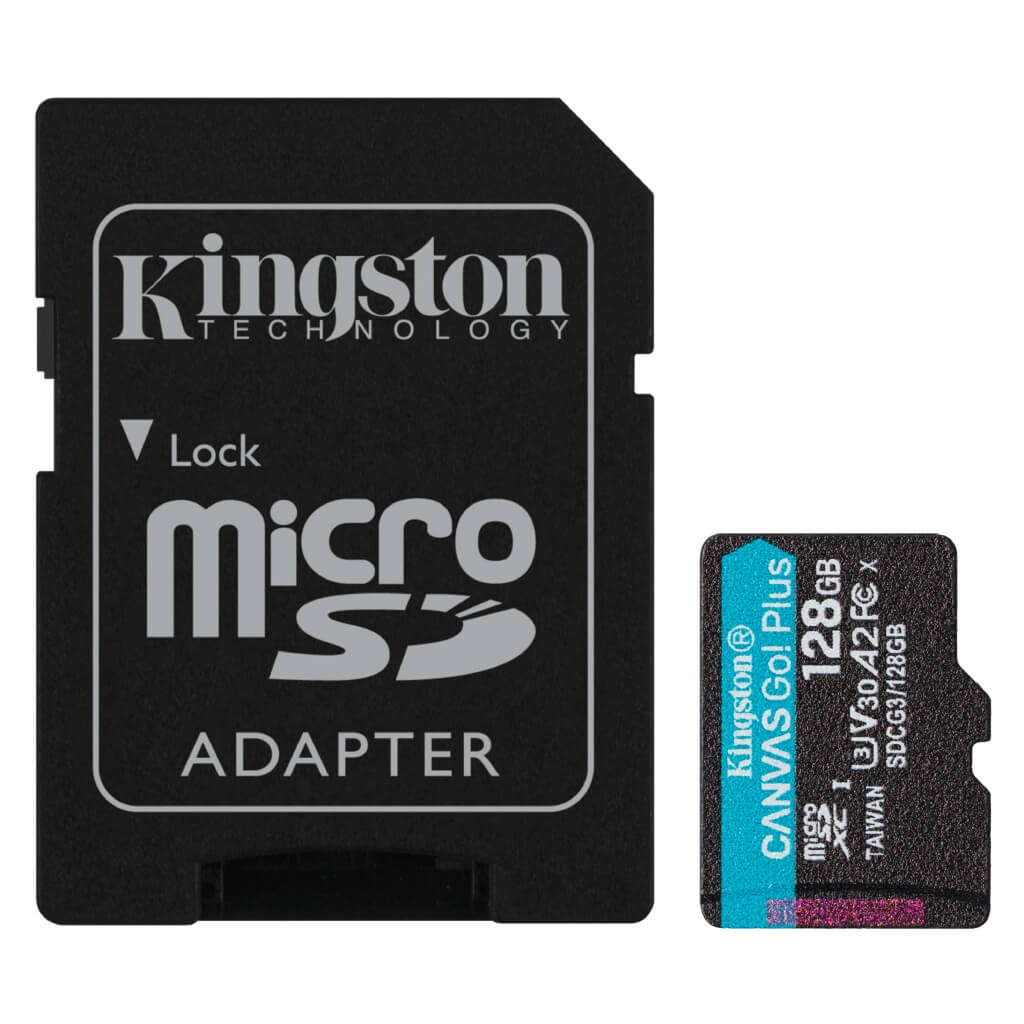 Kingston Tarjeta de Memoria 128GB MicroSD con Adaptador Canvas Go! Plus, SDCG3/128GB