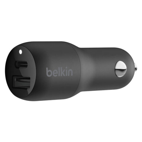 Belkin Cargador de Carro Doble + Cable USB-C a Lighthing, CCB003bt04BK