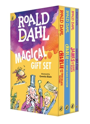 Roald Dahl Magical Gift Set (4 Books): Charlie and the Chocolate Factory, James and the Giant Peach, Fantastic Mr. Fox, Charlie and the Great Glass El