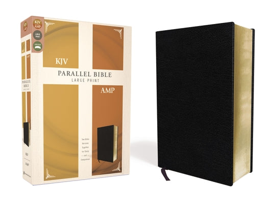 KJV, Amplified, Parallel Bible, Large Print, Bonded Leather, Black, Red Letter Edition: Two Bible Versions Together for Study and Comparison