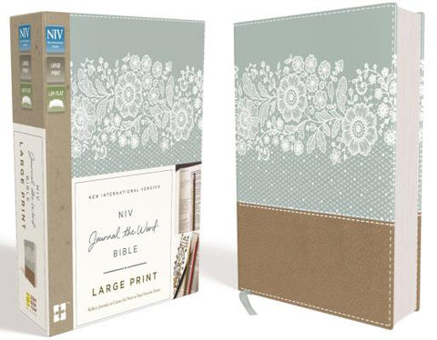 NIV, Journal the Word Bible, Large Print, Imitation Leather, Blue/Tan: Reflect, Journal, or Create Art Next to Your Favorite Verses