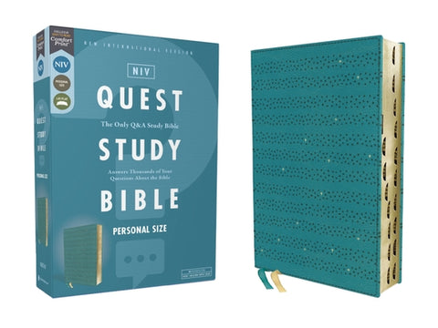 Niv, Quest Study Bible, Personal Size, Leathersoft, Teal, Thumb Indexed, Comfort Print: The Only Q and A Study Bible