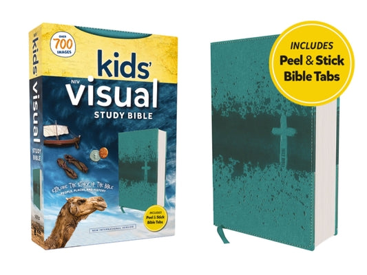 Niv, Kids' Visual Study Bible, Leathersoft, Teal, Full Color Interior, Peel/Stick Bible Tabs: Explore the Story of the Bible---People, Places, and His