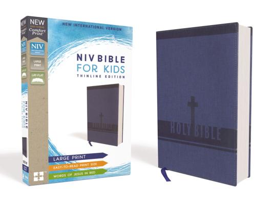 Niv, Bible for Kids, Large Print, Leathersoft, Blue, Red Letter, Comfort Print: Thinline Edition