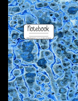 Notebook Wide Ruled 8.5" x 11" in / 21.59 x 27.94 cm: Composition Book, Watercolor Design in Shades of Blues Cover W855