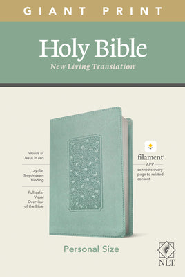 NLT Personal Size Giant Print Bible, Filament Enabled Edition (Red Letter, Leatherlike, Floral Frame Teal)