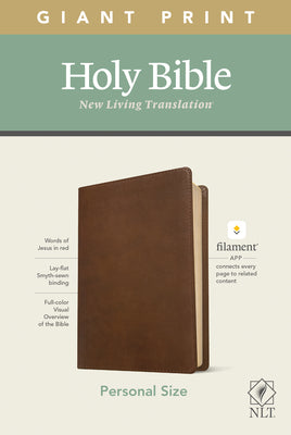 NLT Personal Size Giant Print Bible, Filament Enabled Edition (Red Letter, Leatherlike, Rustic Brown)