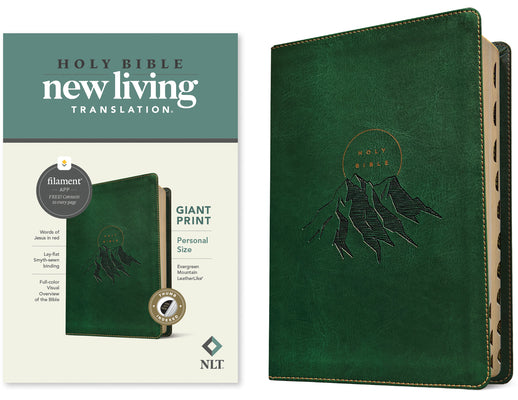 NLT Personal Size Giant Print Bible, Filament-Enabled Edition (Leatherlike, Evergreen Mountain, Indexed, Red Letter)