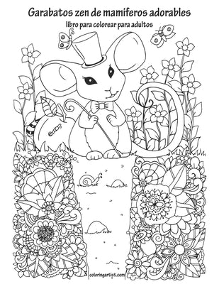 Garabatos zen de mamiferos adorables libro para colorear para adultos