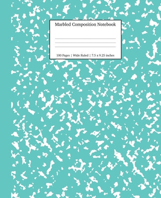 Marbled Composition Notebook: Turquoise Marble Wide Ruled Paper Subject Book