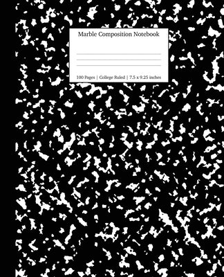 Marble Composition Notebook College Ruled: Black Marble Notebooks, School Supplies, Notebooks for School