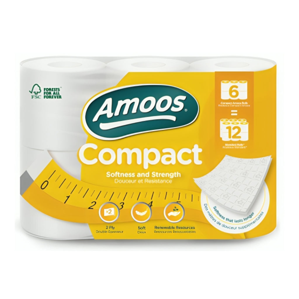 Amoos Set Papel Higiénico Compact Doble Hoja, 7 Paquetes