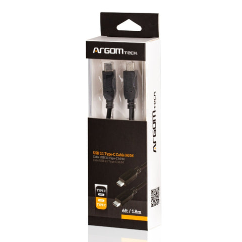 Argom Cable USB 3.1 Tipo C Macho, 1.8 Metros