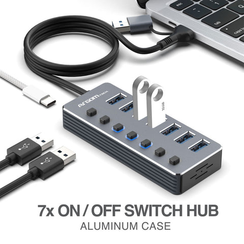 Argom Hub Adaptador USB-C 3.0 7 Puertos, ARG-UB-0191