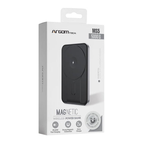 Argom Batería Externa Inalámbrica Magnético MS5 5000mAh