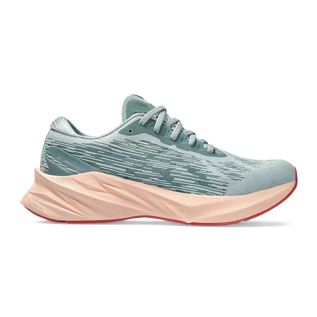 Asics Tenis Novablast 3 Run Ocean Haze/Verde Brumoso, para Mujer