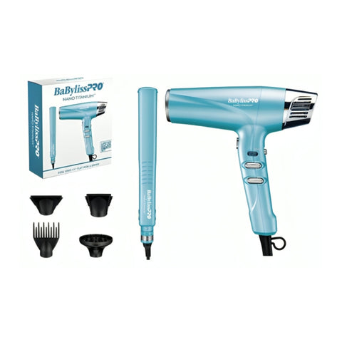 BaByliss Pro Kit de Alisadora + Secadora para Cabello 1 1/4" Dual Ionic