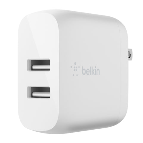 Belkin Adaptador de Pared Dual USB-A 24W BoostCharge, WCB002DQWH