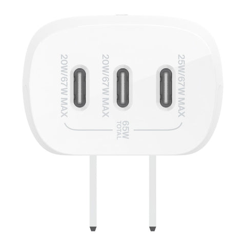 Belkin Cargador de Pared Tripe USB-C 67W BoostCharge, WCC002DQWH