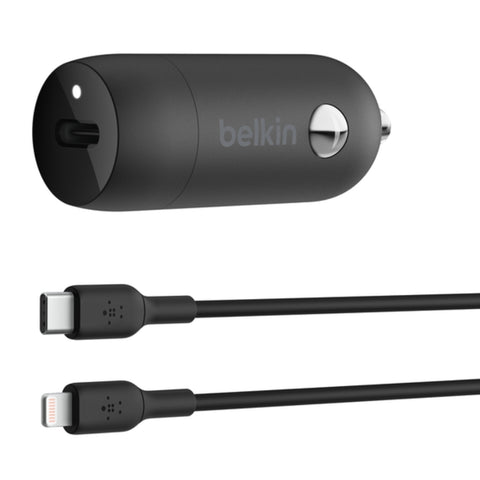 Belkin Cargador para Carro 30W + Cable USB-C a Lightning, CCA004BT1MBK-B5