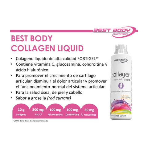 Best Body Nutrition Suplemento Alimenticio Collagen Liquid Colágeno + Vitamina C, 500 Ml