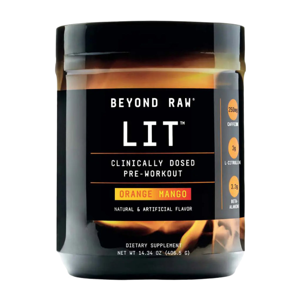 Beyond Raw Suplemento Deportivo Lit Preworkout Naranja Mango, 408g