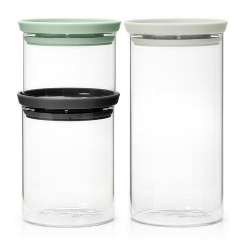 Brabantia Set Recipientes de Vidrio para Alimentos, 3 Piezas