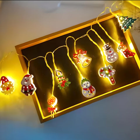 Miomu Tira de Luces con Figuras Navideñas 3D, Tipo Guirnalda