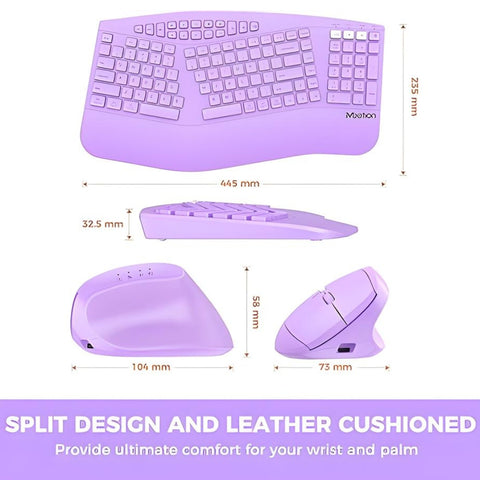 Miomu Kit de Teclado y Mouse Inalámbrico Ergonómico