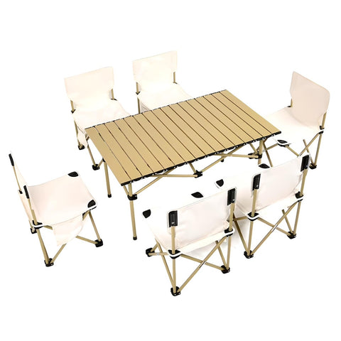 Miomu Juego de Comedor Plegable 6 Sillas, 1 Mesa y Estuche