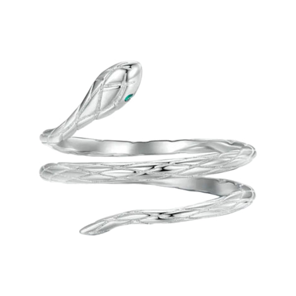 CR Charms Anillo Ajustable Serpiente Sutil, Plata 925