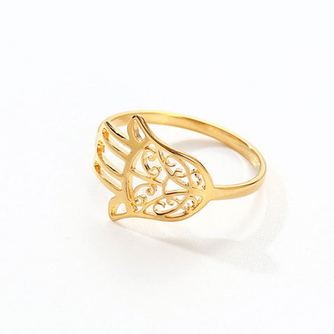 CR Charms Anillo Hamsa Dorada, Acero