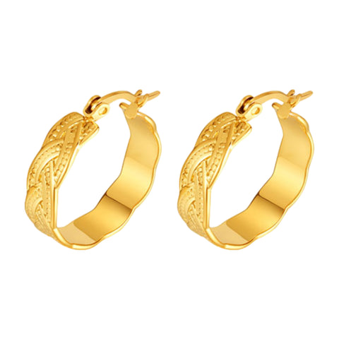 CR Charms Aretes Argollas Trenzas Elegantes, Acero