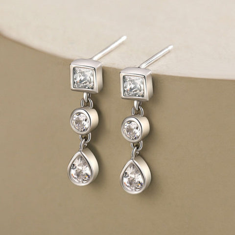 CR Charms Aretes Brillo Chic, Plata 925