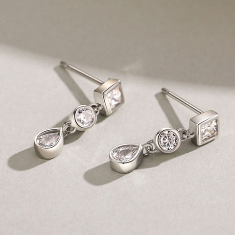 CR Charms Aretes Brillo Chic, Plata 925