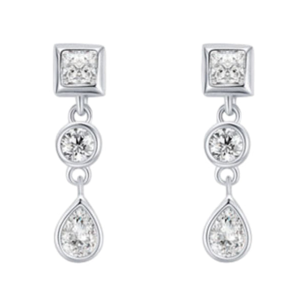 CR Charms Aretes Brillo Chic, Plata 925