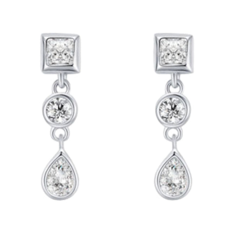 CR Charms Aretes Brillo Chic, Plata 925