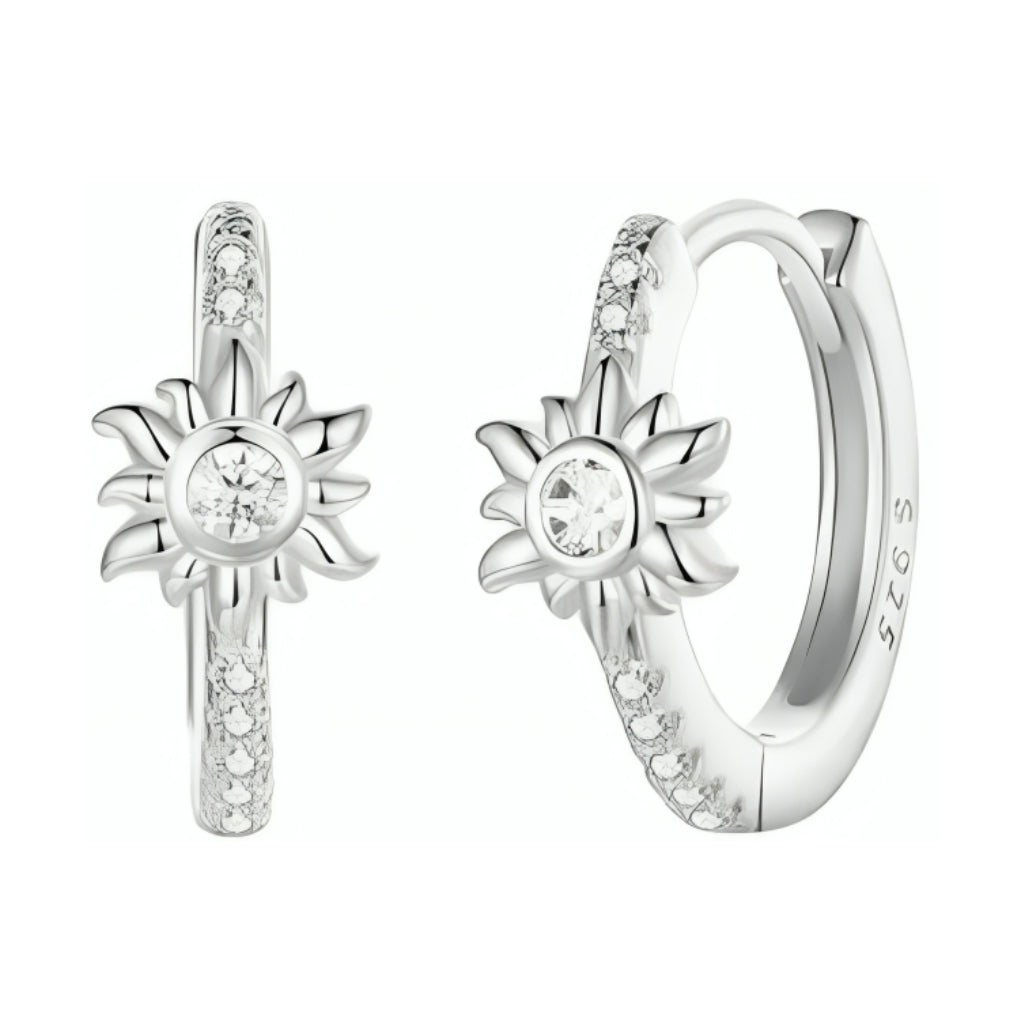 CR Charms Aretes Brillo de Girasoles, Plata 925