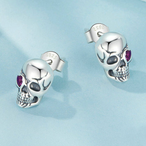 CR Charms Aretes Calavera Romántica, Plata 925