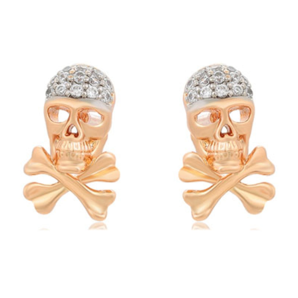 CR Charms Aretes Calaveras Doradas, Alloy