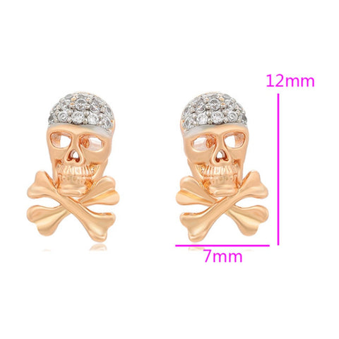 CR Charms Aretes Calaveras Doradas, Alloy