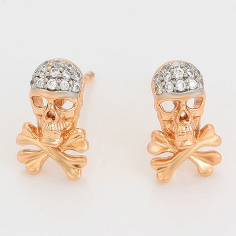 CR Charms Aretes Calaveras Doradas, Alloy