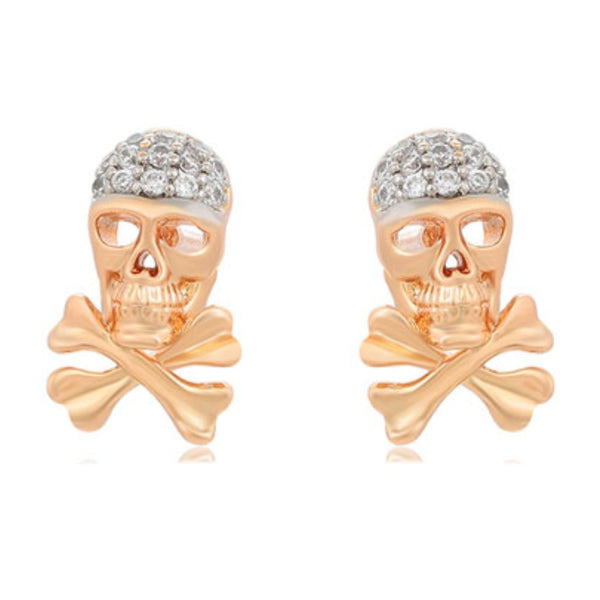 CR Charms Aretes Calaveras Doradas, Alloy