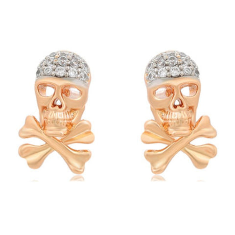 CR Charms Aretes Calaveras Doradas, Alloy