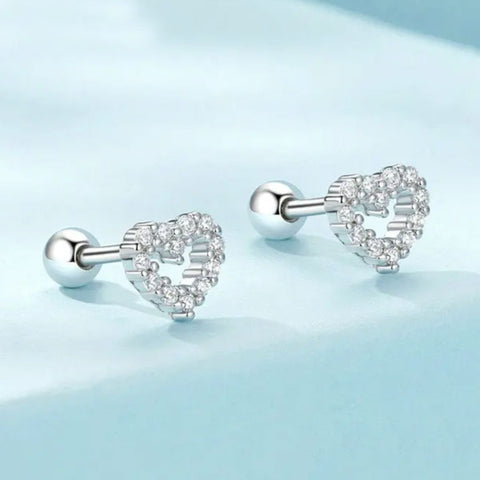 CR Charms Aretes Corazoncitos Coquetos, Plata 925