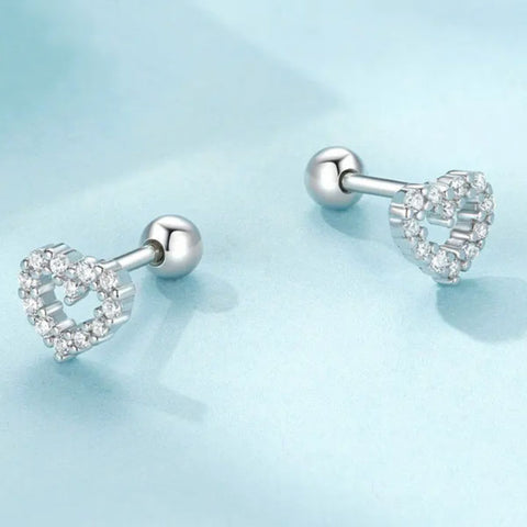 CR Charms Aretes Corazoncitos Coquetos, Plata 925