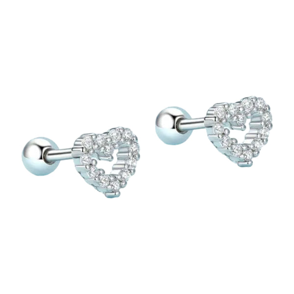 CR Charms Aretes Corazoncitos Coquetos, Plata 925